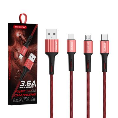 China Fast Charging USB Cable 3.6A USB Mobile Phone Data Cable Somostel precio de fabrica charging phone cable Weave Material USB Data Cable for sale