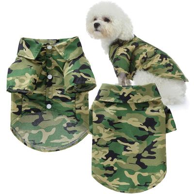 China Large Dog Clothes Designer Camouflage Cotton Summer Dog Shirts Clothes Breathable Pet T-shirts Custom Wholesale CLASSIC Style for sale