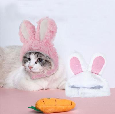 China Soft Cute Funny Bunny Rabbit Ear Pet Accessories Wholesale Custom Design Party Bunny Puppy Plush Hats For Cats for sale