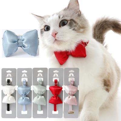 China Personalized Decorative Cheap Adjustable Bow Tie Collar Accessories Pet Collar Neck Solid Color Nylon Sleeve For Small Dog Cat for sale