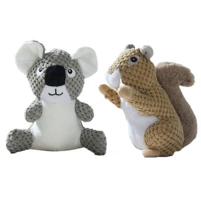 China Stocked OEM Custom Design Cartoon Pet Toys Plush Squeaker Squirrel Koala Dog Toy Supplies Wholesale for sale