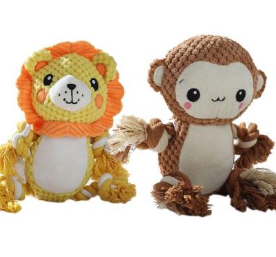 China New Designs Lion Monkey Stocked Pet Sounds Squeaker Toys Teeth Grinding Dog Pet Plush Relief Bite-Resistant Boredom Interactive Toys for sale