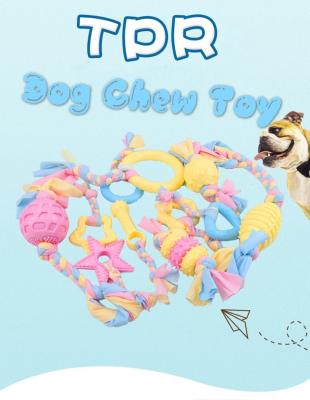 China Sustainable Sustainable Different Color TPR Rubber Dog Chew Shape Sound Rope And Cob Toy for sale