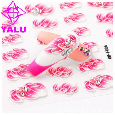 China New 5D Plastic Embossed Nail Stickers Charm Self Adhesive Nail Art Flower Sticker DIY Decals Wraps Fashion Manicure Sticker Design for sale