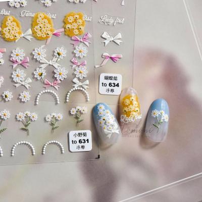 China Sticker Factory Price Sunflower Flowers Daisy Adhensive 3D DIY Nail Sticker Set Nail Art Manicure Decals Sliders For Nails for sale