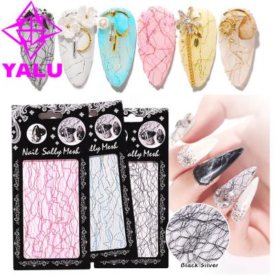 China Self Adhesive Silk Line Paper Nail Art Stickers Decals Tape 3D Mesh Gold Metal Foil Sticker DIY Decals Manicure Design Accessories for sale