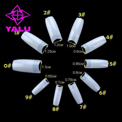 China French Amazon Fashion 500 Pcs/Bag Acrylic Nails Full Cover Clear Coffin Artificial False Nail Tips Style Finger Pack for sale