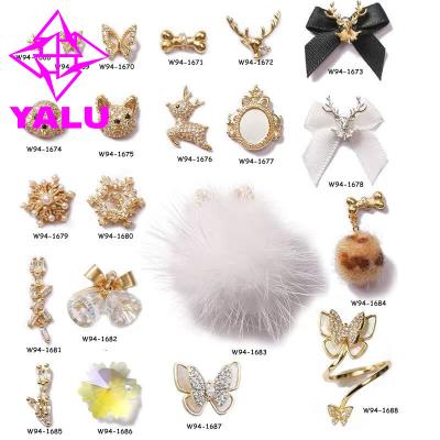 China Crystal Nail Charms with Alloy Gold Zircon and Luxury Crystal Sticker Decorations For Nail Art Designers for sale