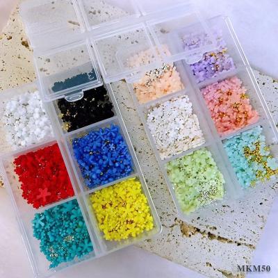 China Popular 3D Resin Nail Acrylic Flowers Nail Decorations Multi Colors Natural Pressed On Nail Resin Flower Decoration for sale