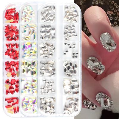 China Colorful Nail Art Crystal Rhinestones Crystal Glass Round 3D Flat Bottom Glitter Crystal Mix Design Nail Rhinestone DIY for sale