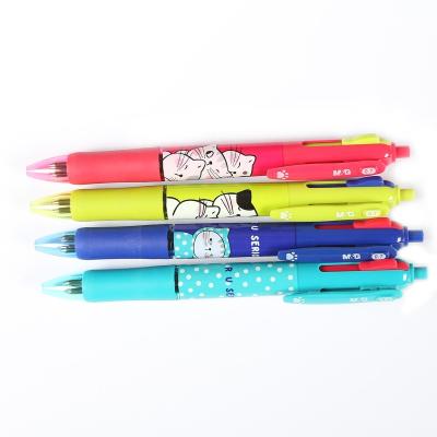 China office & School pen M and G so many cats 4 in 1 ballpoint pen 0.7mm green custom fancy red blue black plastic ball decorative pens for sale