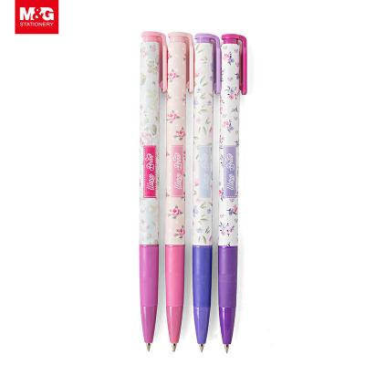 China office & School Best Selling Elegant 0.5mm Floral Retractable Pens School Office Supply Stationery Blue Ball Point M&G Ink Ball Pens for sale