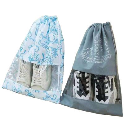 China Promotional Dustproof Shoe Tote Stored Dustproof Woven Bag With PVC Clear Window for sale