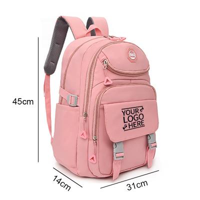 China Travel Nylon Fashion School Multi Functional Custom Logo Women Waterproof Laptop Backpacks 14 Inches Pink for sale