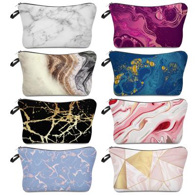 China Durable promotional offers printing spacious marble grain design cosmetic bag with handle for sale