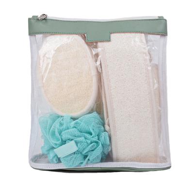 China All Natural 5 Pcs Loofah Bath Ball And Eco-Friendly Bath Towel And Body Scrub In One Mesh Bag Set Nylon Bag for sale