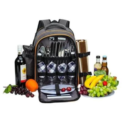 China High Quality Custom Made Oxford and Nylon 4 Person Picnic Backpack with Insulated Cooler Compartment for sale