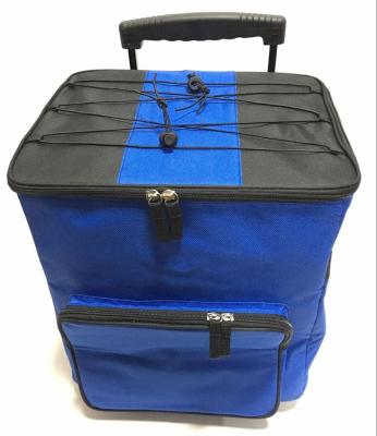 China Best Quality Polyester Large Capacity Double Layer Lunch Picnic Trolley Waterproof Outdoor Rolling Insulated Cooler Bag With Wheel for sale