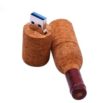 China Agriculture USB 3.0 Red Wine Bottle Style Pendrive Soft Wood USB Drive 4GB 8GB 16GB 32GB 64GB Instant Pen Drive Wedding Gifts for sale