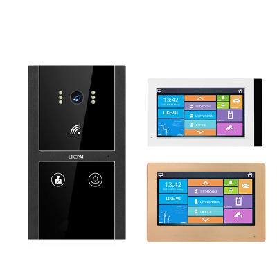 China TUYA IC card identification maintenance villa Smart IP two way video intercom calls video door phone camera doorbell to open APP remote monitoring for sale