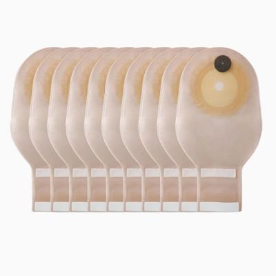 China Medisch Eén stuk Ostomie zak Stoma zak Beige kleur Drainable 65mm Cut Eén stuk systeem Ostomie zak Te koop