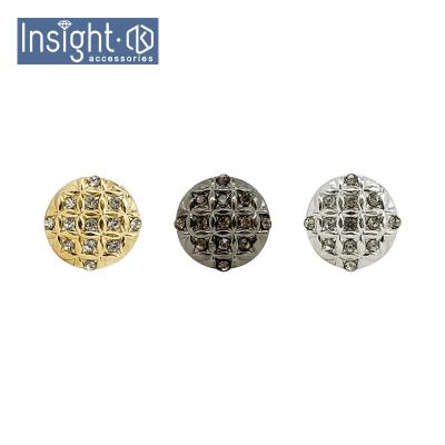 China Hot Vintage 22mm Zinc Alloy Viable Accessories Vintage Round Rhinestone Button Rhinestone Button For Clothing for sale