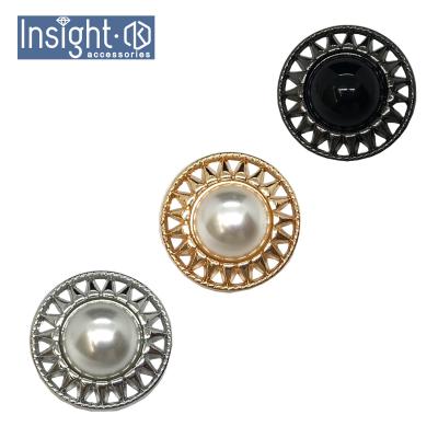 China Wholesale 24mm Metal Viable Zinc Alloy Round Button Accessories Garment Button Pearl Button For Clothing for sale