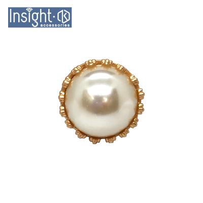 China Wholesale Shirt Button 25mm Zinc Alloy Workable Round Pearl Button Jeans Accessories Button Pin For Clothes for sale