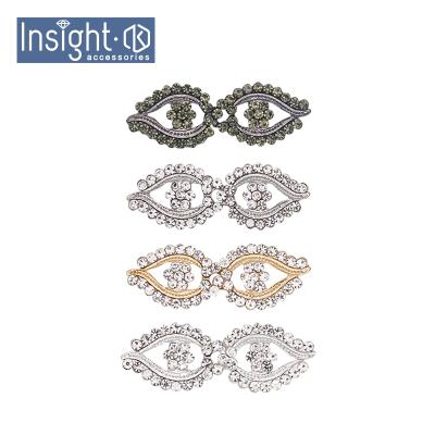 China Wholesale Hot Viable Diamond Pair Buckles Custom Shoe Buckle Leaf Shape Rhinestone Pair Buckles For Dress for sale