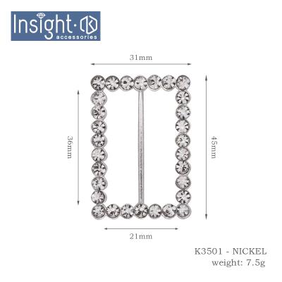 China Wholesale Square Metal Belt Buckle Square 21*36mm Rhinestone Belt Buckle For Wedding Invitation for sale