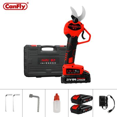 China Canfly C30-3 Cordless Electric Pruner Scissors Garden Branch Pruner, Tree Pruner 21V Lithium Electric Shears 2000MAH for sale