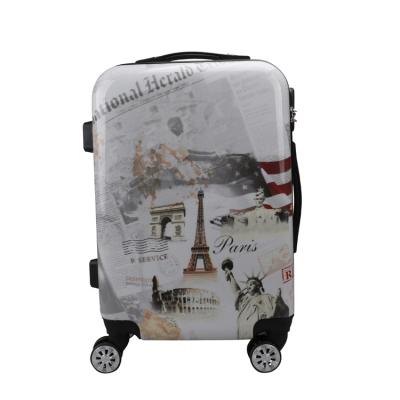 China High quality hot sale white design 3pcs waterproof durable spinner wheel fashion set PVC spinner wheel famous brand printing luggage for sale