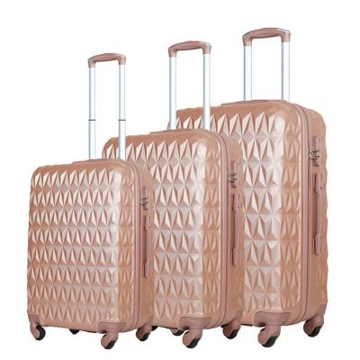 China Best Hot-selling 3 Piece Trolley Suitcase ABS Waterproof Durable Travel Set Carry-on ABS Luggage Set for sale