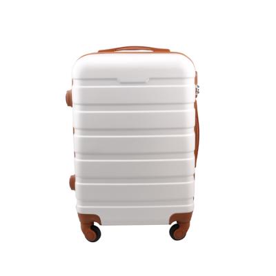 China Waterproof Durable White Gouache With Brown Tape Decoration Travel Filter Mount 3 Piece Carry On Abs Trolley Suitcases Luggage Sets for sale