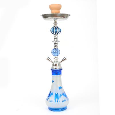 China Wholesale Large Size Metal Shisha Hookah Aluminum+Glass Factory Glass Hookah Shisha With Double Hose for sale