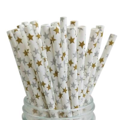 China 3.5 inch Black and White Disposable Paper Straws Style Biodegradable Colored Hawaiian Disposable Straws for sale