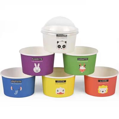 China Disposable Ice Cream Cup With Spherical Lid And Spoon Wrapping Paper Disposable Ice Cream Cup for sale