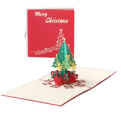 China Gift.Shopping.Food.Candy. Agriculture 90 Degree Rotating Christmas Tree Blessing Card Painting Seal 3d Christmas Card Personalized for sale