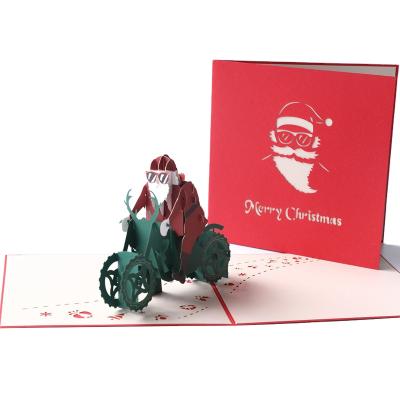 China Gift.Shopping.Food.Candy. 3D agriculture new Santa Claus creative diy motorcycle riding Christmas 2021 cards for sale