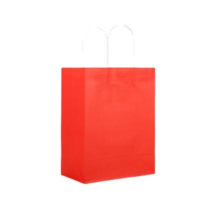 China Wholesale Red Recyclable Stain White Board Paper Kraft Portable Takeaway Packed Bag for sale