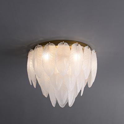 China Modern Simple Modern Cream Style Living Room Master Bedroom Dining Room Feather Ceiling Lamp for sale