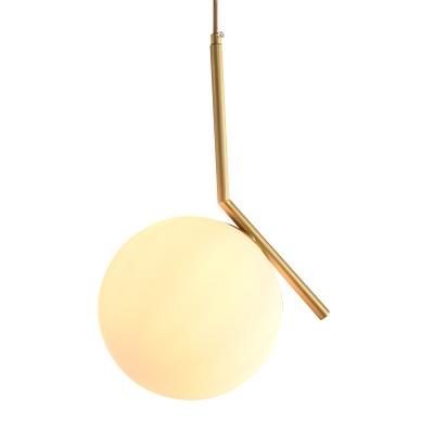 China Modern Nordic Bedroom Single Bed Dining Bar Glass Ball Brass Pendant Light for sale