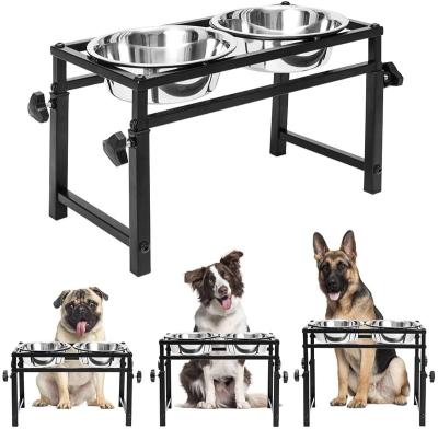 China Hot Selling Large Portable Stainless Steel Non-automatic Dog Bowls Dog Driver Height Adjustable Raised Dog Bowl for sale