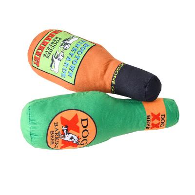 China 2021 New Product Sustainable Funny Durable Bear Bottle Fleece PP Cotton Dog Chew Toy Dog Plush Toy With Squeaker for sale