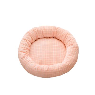 China Fashion Trend Fashion Fleece Sustainable Wholesale Donut Plaid Comfortable Soft Washable Durable Pet Cat Dog Sleeping Bed House for sale