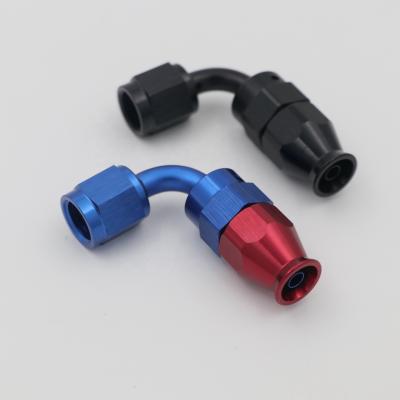 China Aluminum Alloy AoMei Aluminum PTFE Hose Ends Elbow 90Degree 3 AN4 AN6 AN8 AN10 AN12 Anodized Red Black Blue for sale