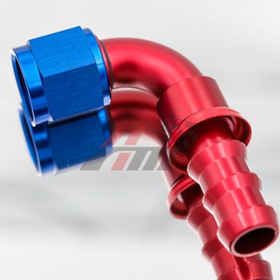 China Aluminum Alloy 6061 Factory Size Quality Push Lock One End 90Degree Hose Fitting AN4 AN6 AN8 AN10 AN12 for sale