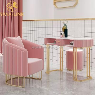 China Modern Salon Nail Bar Manicure Table Nail Tables With Chair for sale