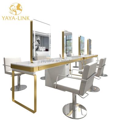 China Modern Styling Station Double Sided Styling Salon Station With Mirror for sale