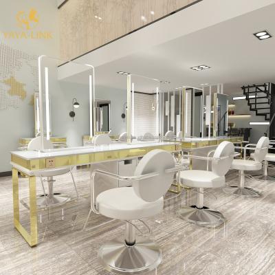 China Modern Beauty Furniture Styling Stations Salon Furniture Barber Mirror Station for sale